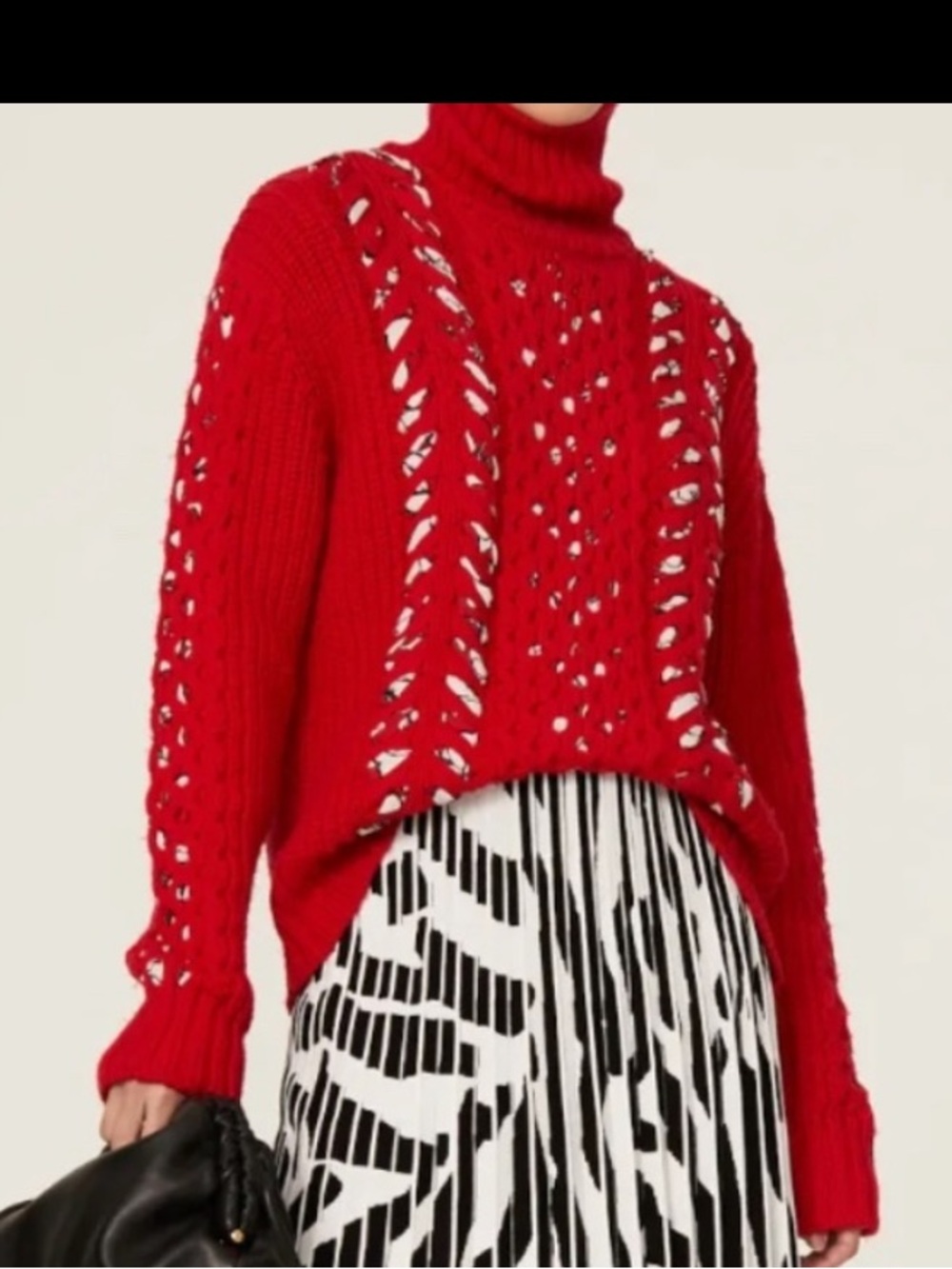 Jason Wu Red Chunky Interlocked Sweater Soft Merino Wool Large